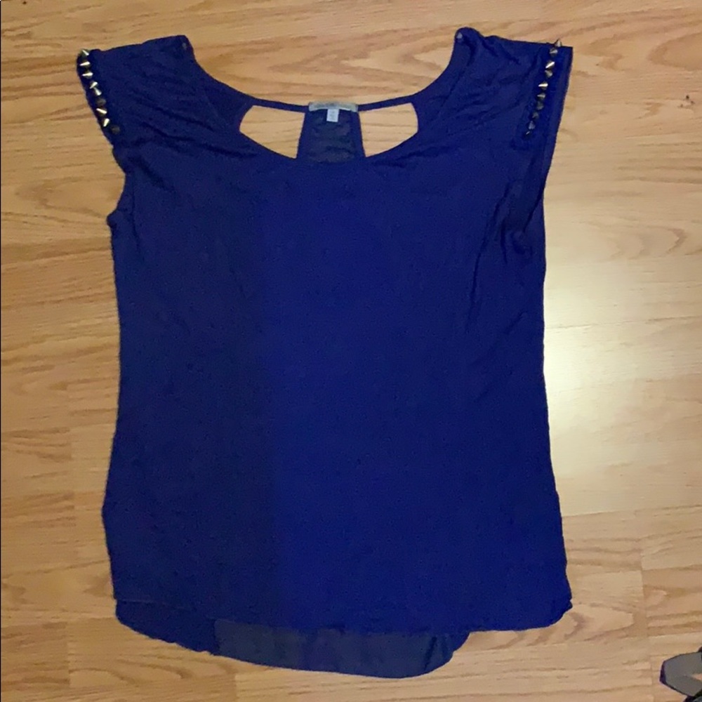Sexy studded tee, see-through back panel & cutouts